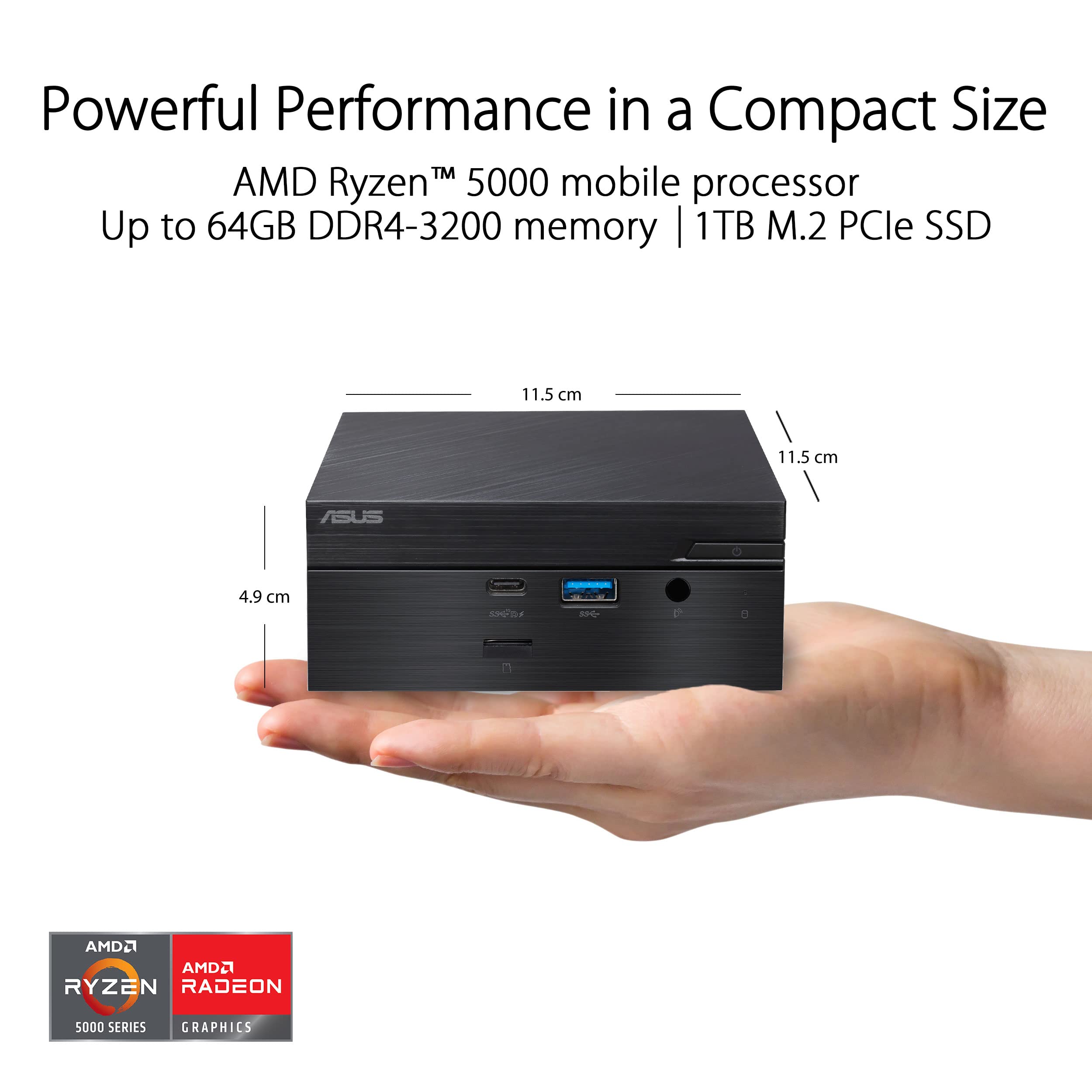 ASUS MINI PC PN51-BB5103MD-E1-AC, RY 5 5500U, 2 D4 SODIMM, M.2, WL